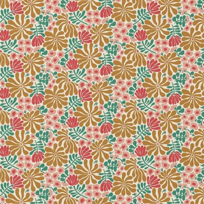 COTON IMPRIME GRAPHIQUE Vert et Rose