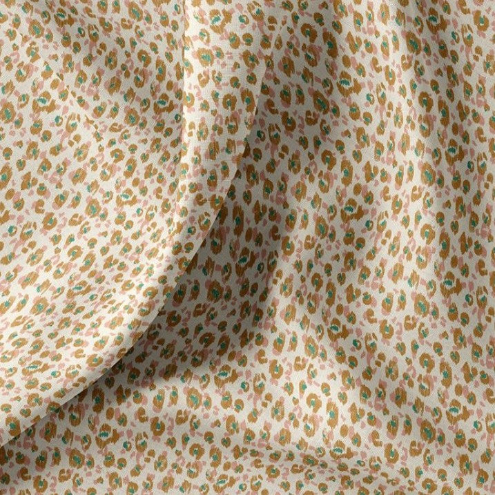 COTON IMPRIME GRAPHIQUE Ocre et Vert