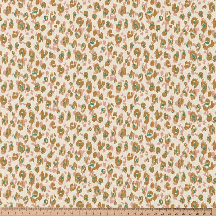 COTON IMPRIME GRAPHIQUE Ocre et Vert