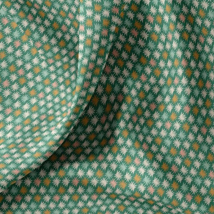 COTON IMPRIME GRAPHIQUE Vert et Ecru