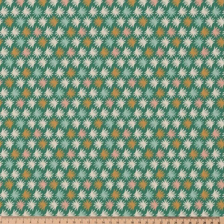 COTON IMPRIME GRAPHIQUE Vert et Ecru