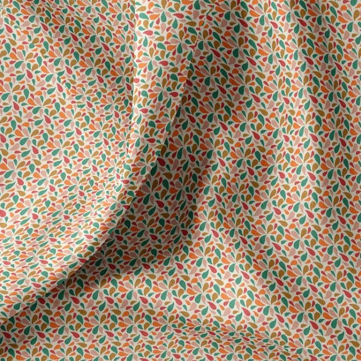 COTON IMPRIME GRAPHIQUE Ocre et Rose