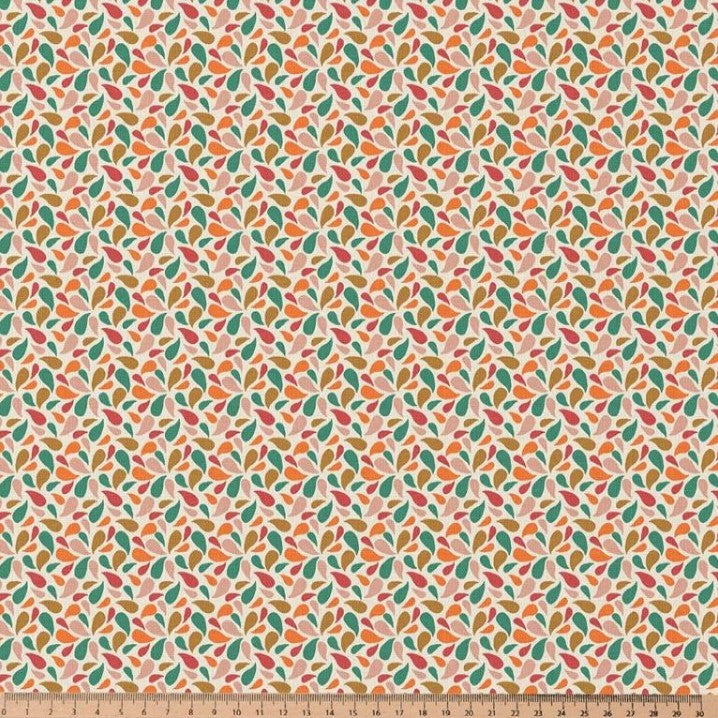 COTON IMPRIME GRAPHIQUE Ocre et Rose