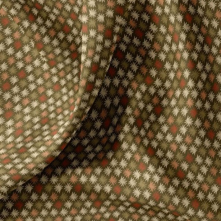 COTON IMPRIME GRAPHIQUE Kaki et Ecru