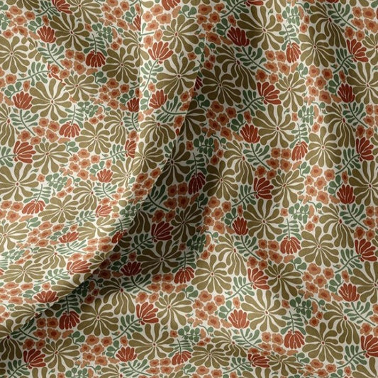 COTON IMPRIME GRAPHIQUE Kaki et Ocre