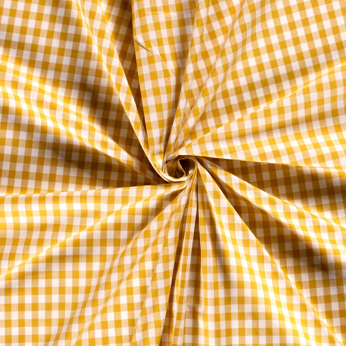 COTON IMPRIME Vichy Gros Carreaux Jaune Moutarde