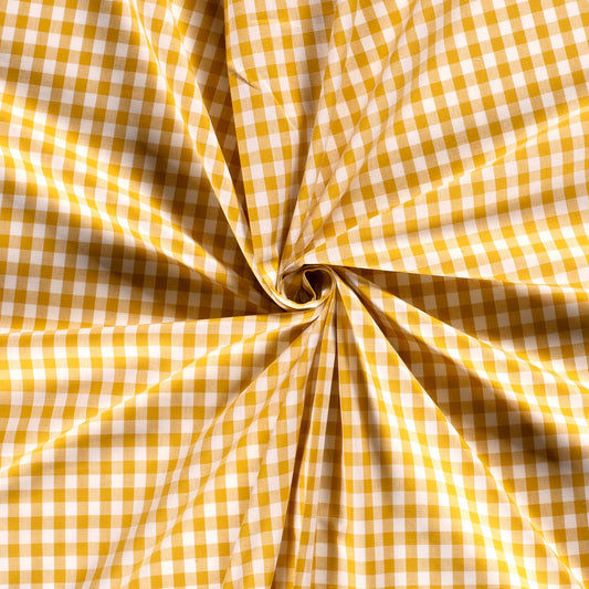COTON IMPRIME Vichy Gros Carreaux Jaune Moutarde
