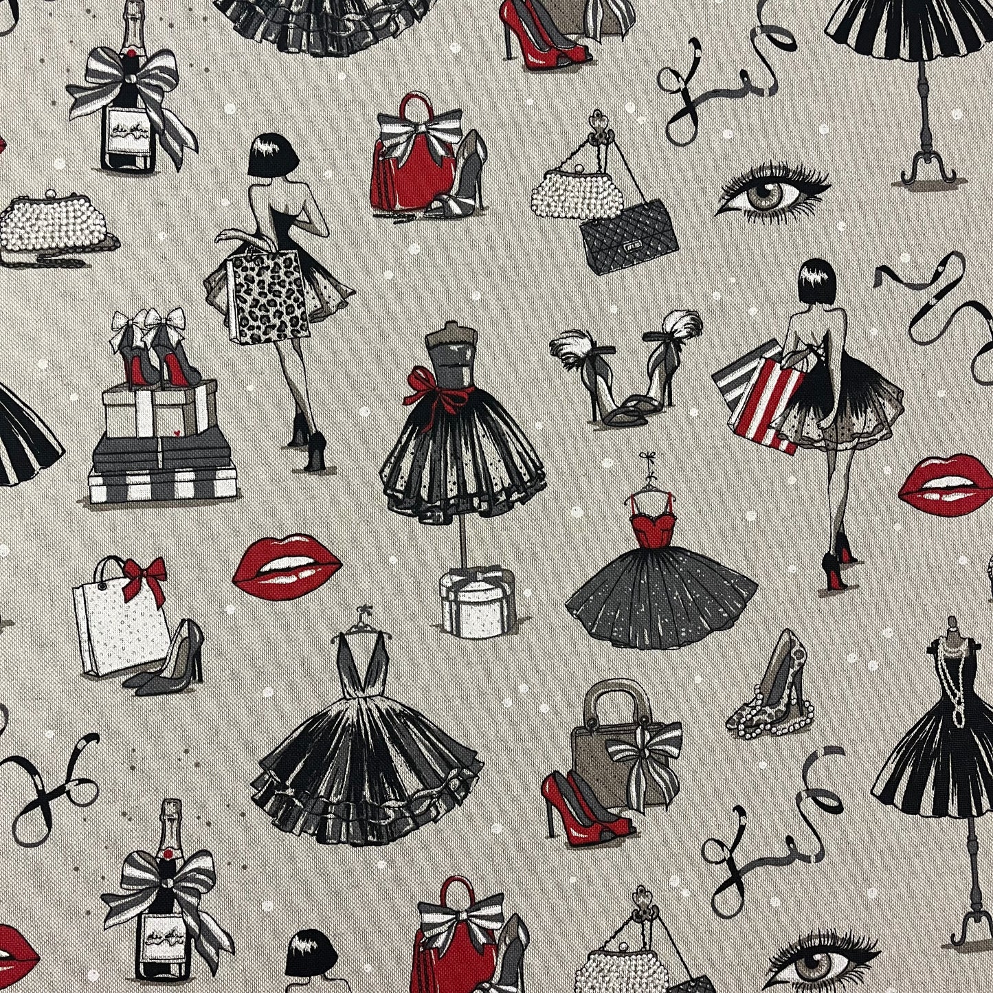 TOILE FOND LIN IMPRIME frou frou