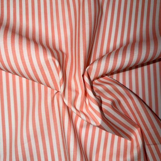 COTON MOTIF Rayures Roses