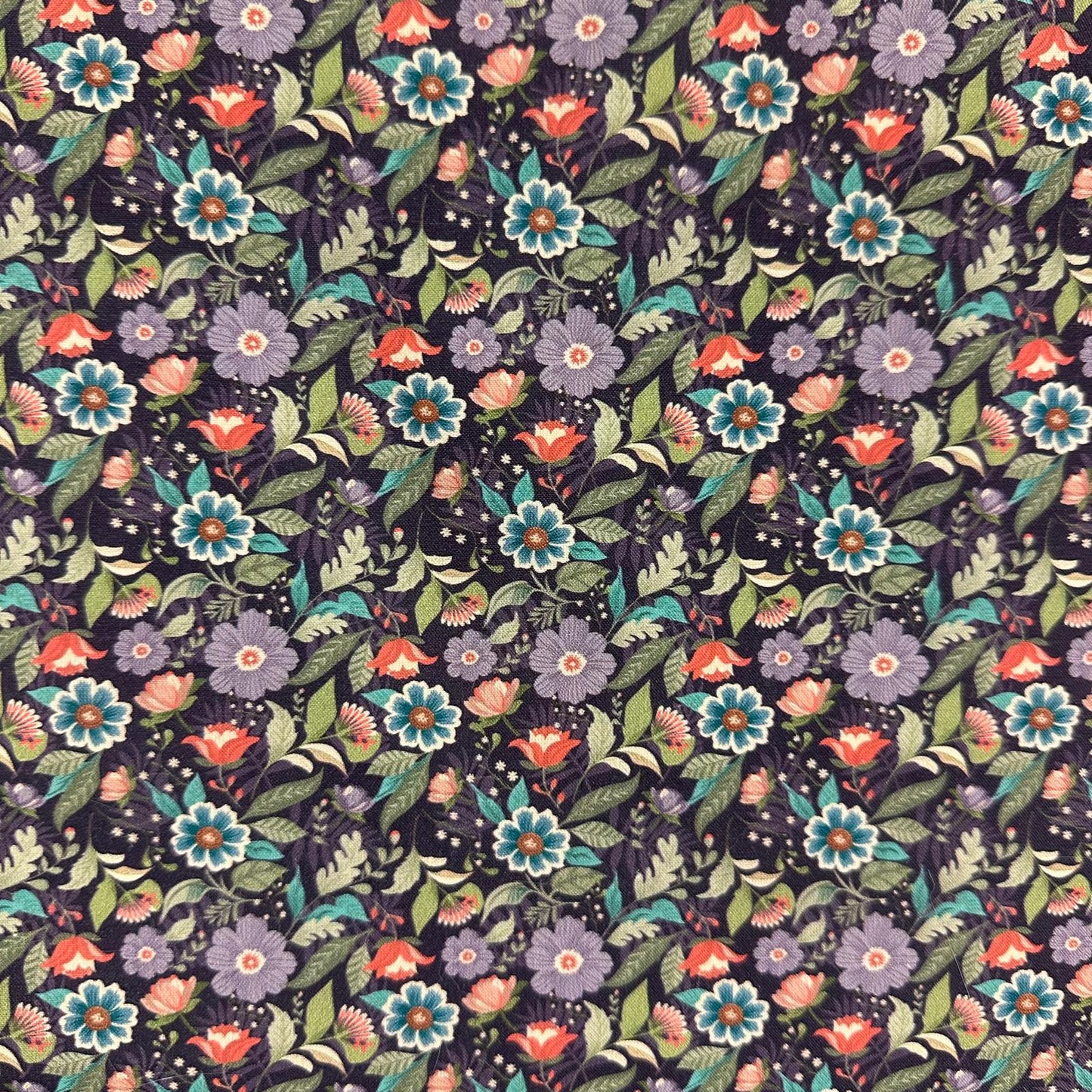 COTON IMPRIME Fleuris fond Violet