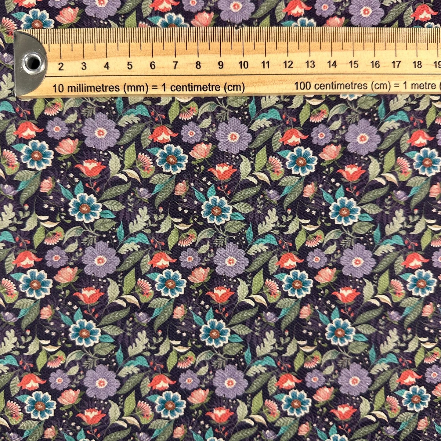 COTON IMPRIME Fleuris fond Violet