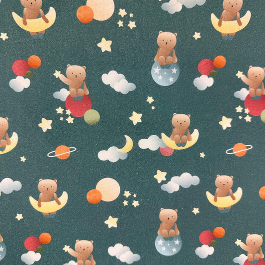 COTON IMPRIME Nounours des le ciel