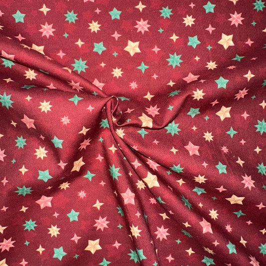 COTON IMPRIME Etoiles de Noel