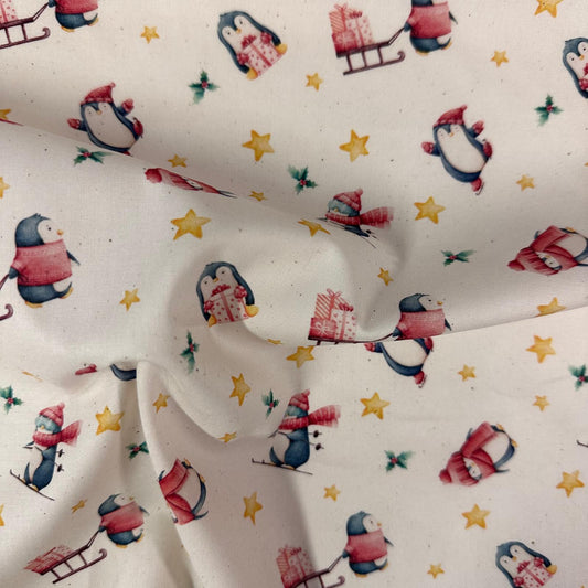COTON IMPRIME Pingouins Cadeaux Noel