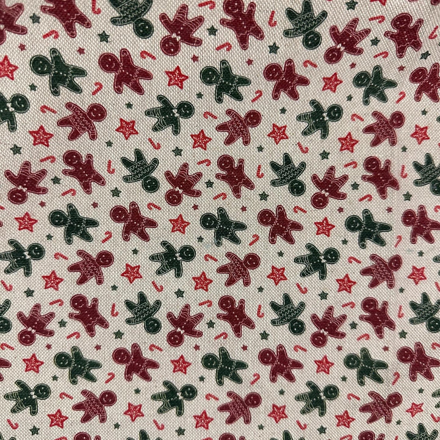 TOILE COTON FOND LIN Bonhomme en pain d'épice de Noel