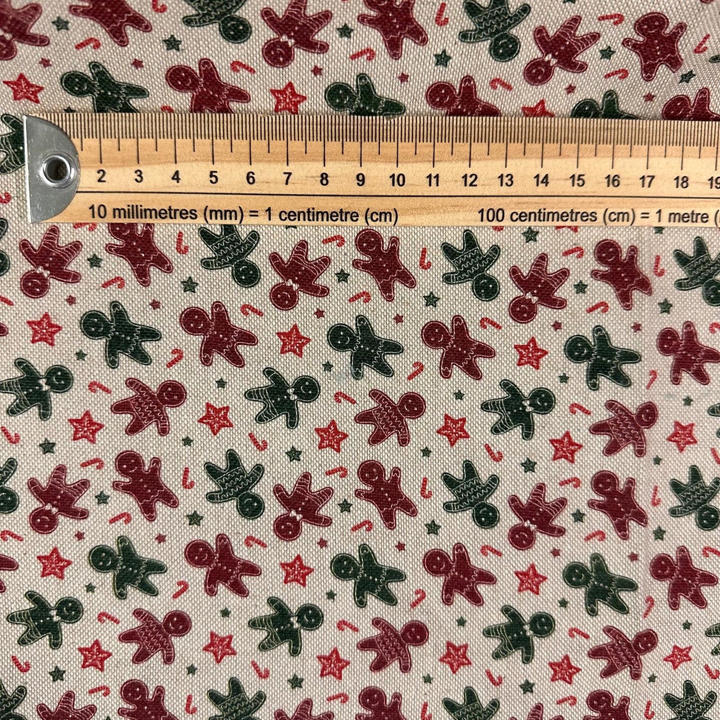 TOILE COTON FOND LIN Bonhomme en pain d'épice de Noel