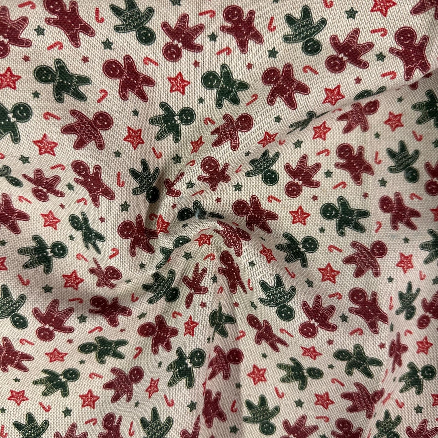 TOILE COTON FOND LIN Bonhomme en pain d'épice de Noel