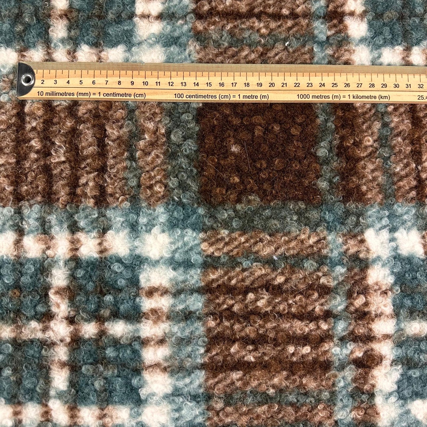 BOUCLETTE A MOTIF CARREAUX Marron et Vert