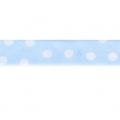 BIAIS IMPRIME Fond Bleu pois Blanc-20 cm