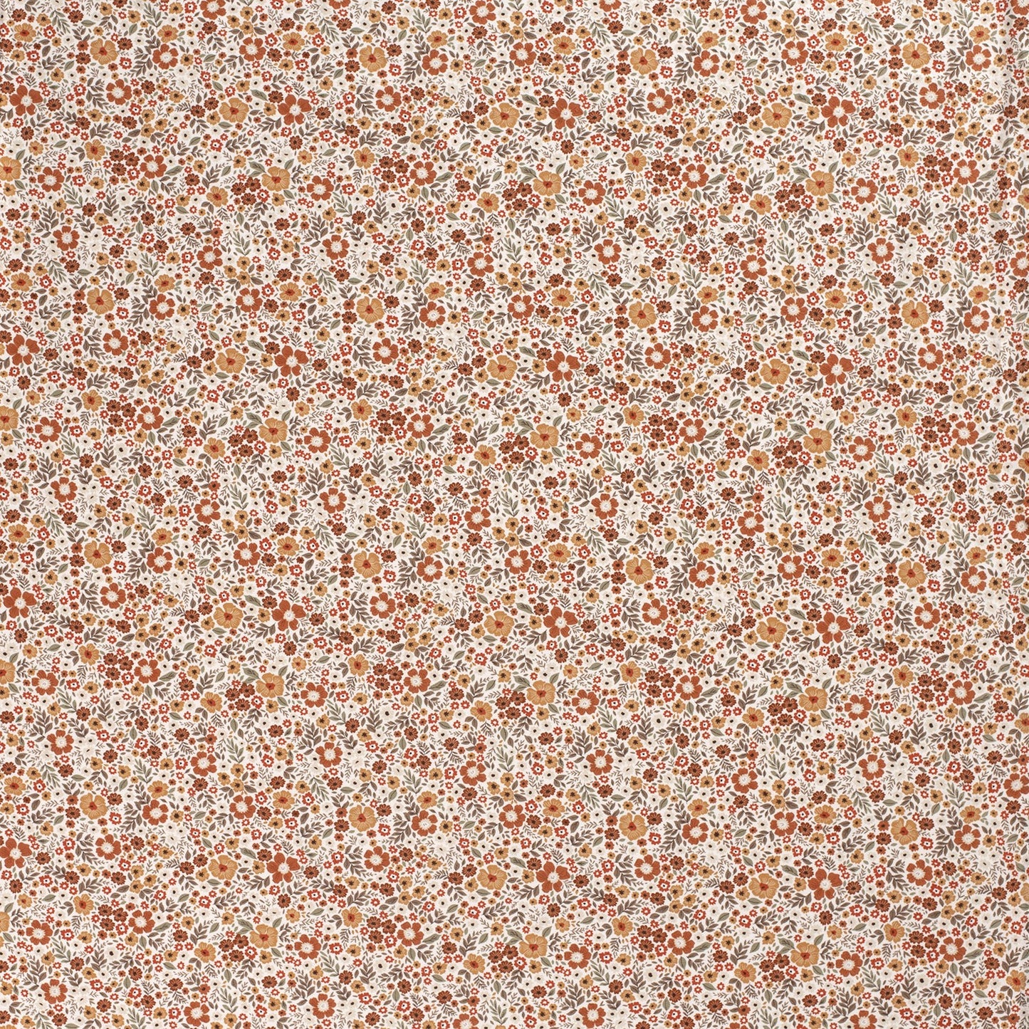 JERSEY DE COTON IMPRIME Petites Fleurs Marron