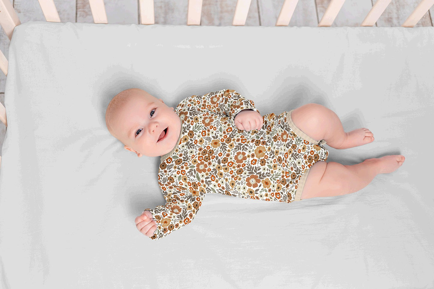 JERSEY DE COTON IMPRIME Petites Fleurs Marron