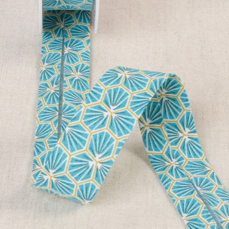 BIAIS IMPRIME Fleurs Graphiques Bleu-27cm