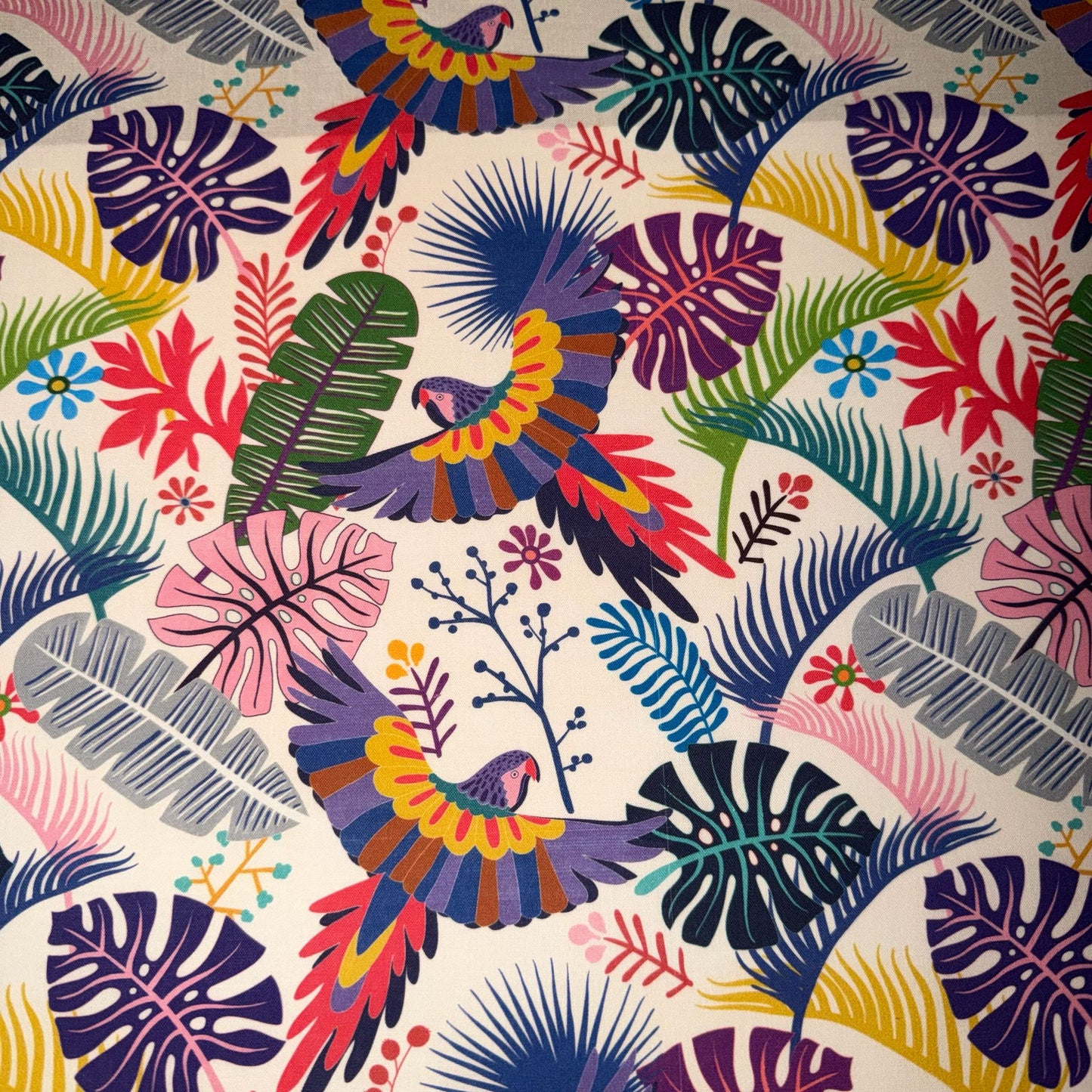 COTON MOTIF Multi couleurs avec Perroquets