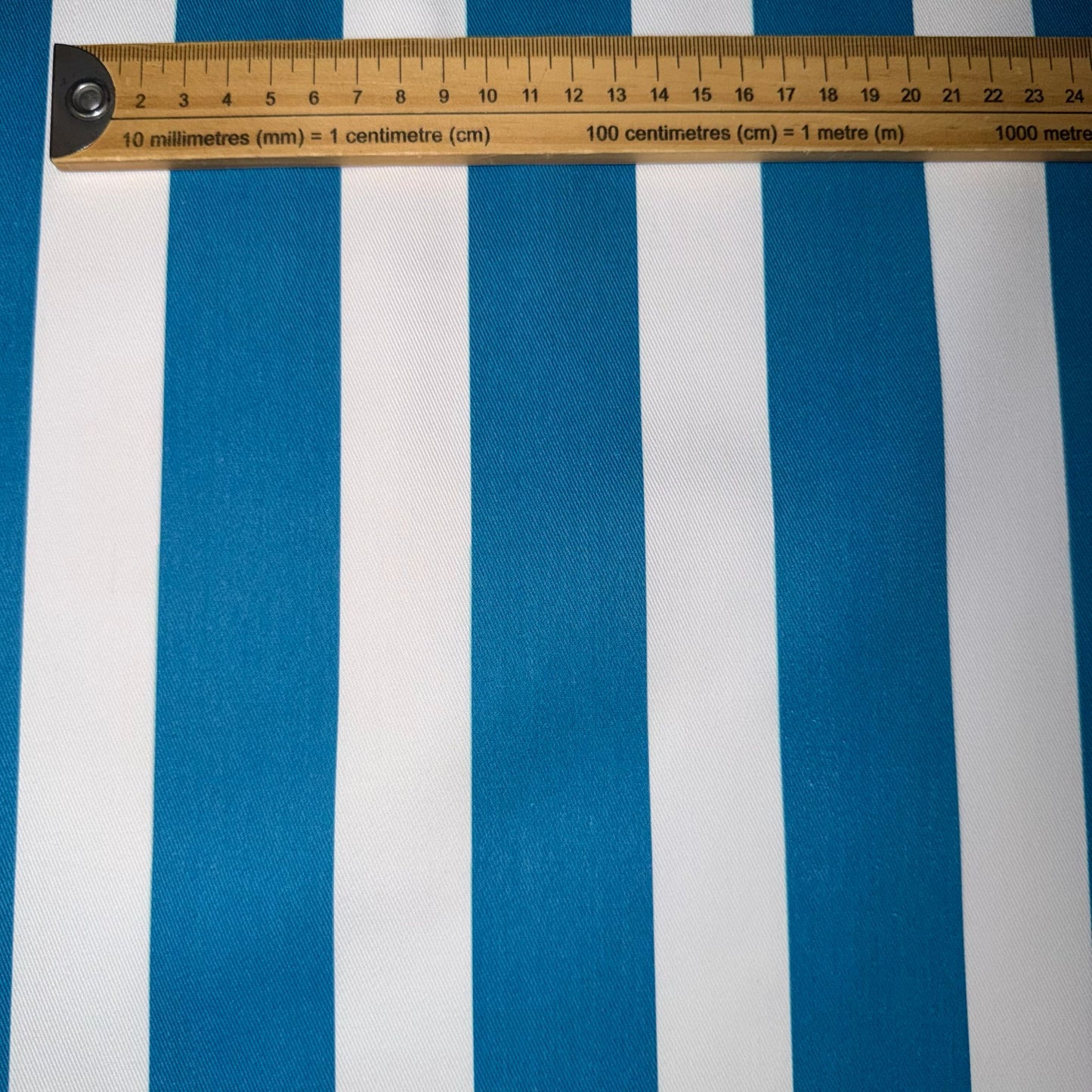 TOILE DECO IMPRIME Rayures Bleues Canard