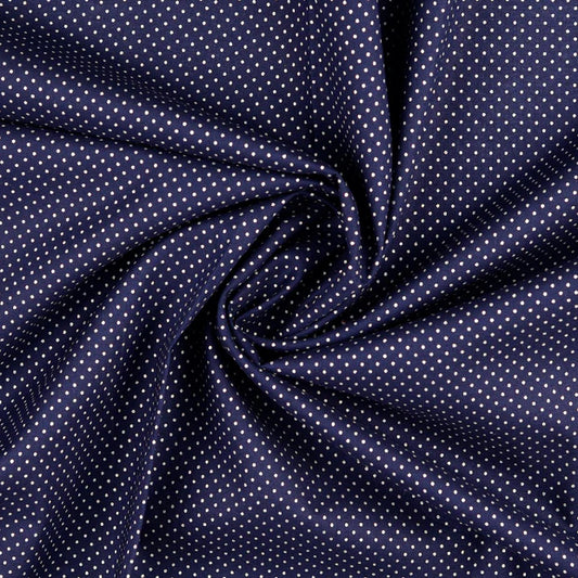 COTON IMPRIME Pois doré fond Marine