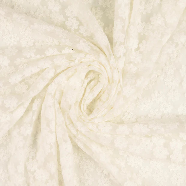 DENTELLE POLY COTON fleurs Ecru