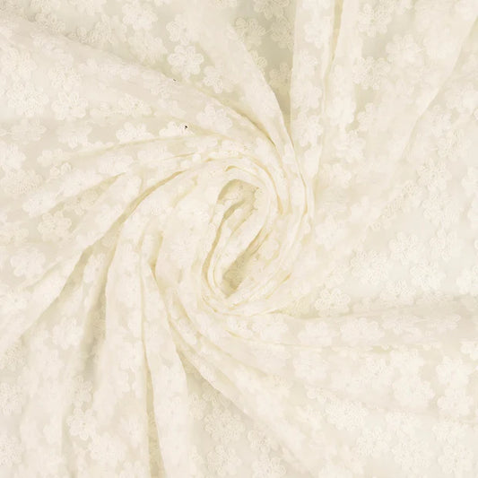 DENTELLE POLY COTON fleurs Ecru