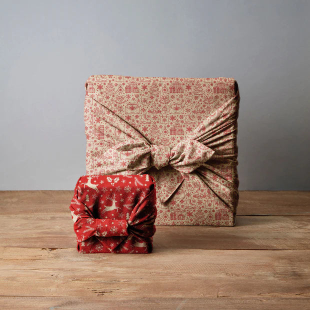 COTON IMPRIME Noel Bi couleur Cadeaux Rouge