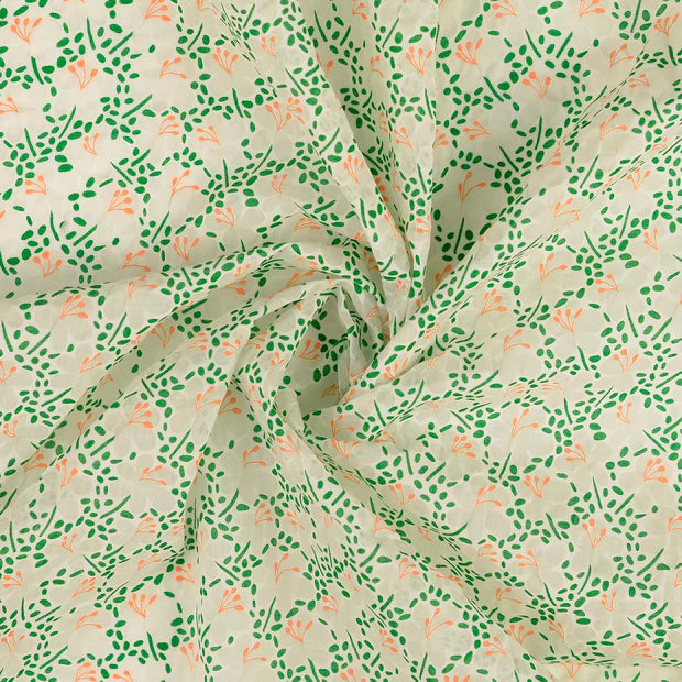 VOILE DE COTON IMPRIME fleurette Vert