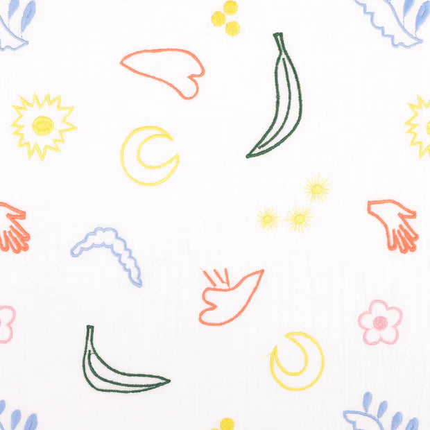 DOUBLE GAZE BRODEE dessins abstraits multi couleurs