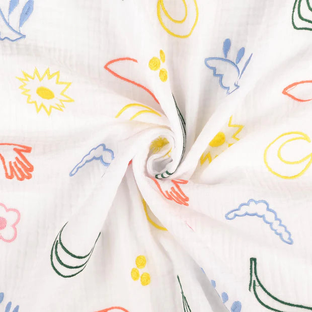 DOUBLE GAZE BRODEE dessins abstraits multi couleurs