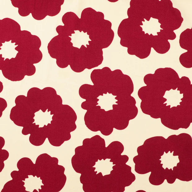 VISCOSE IMPRIMEE Grandes Fleurs Bordeaux