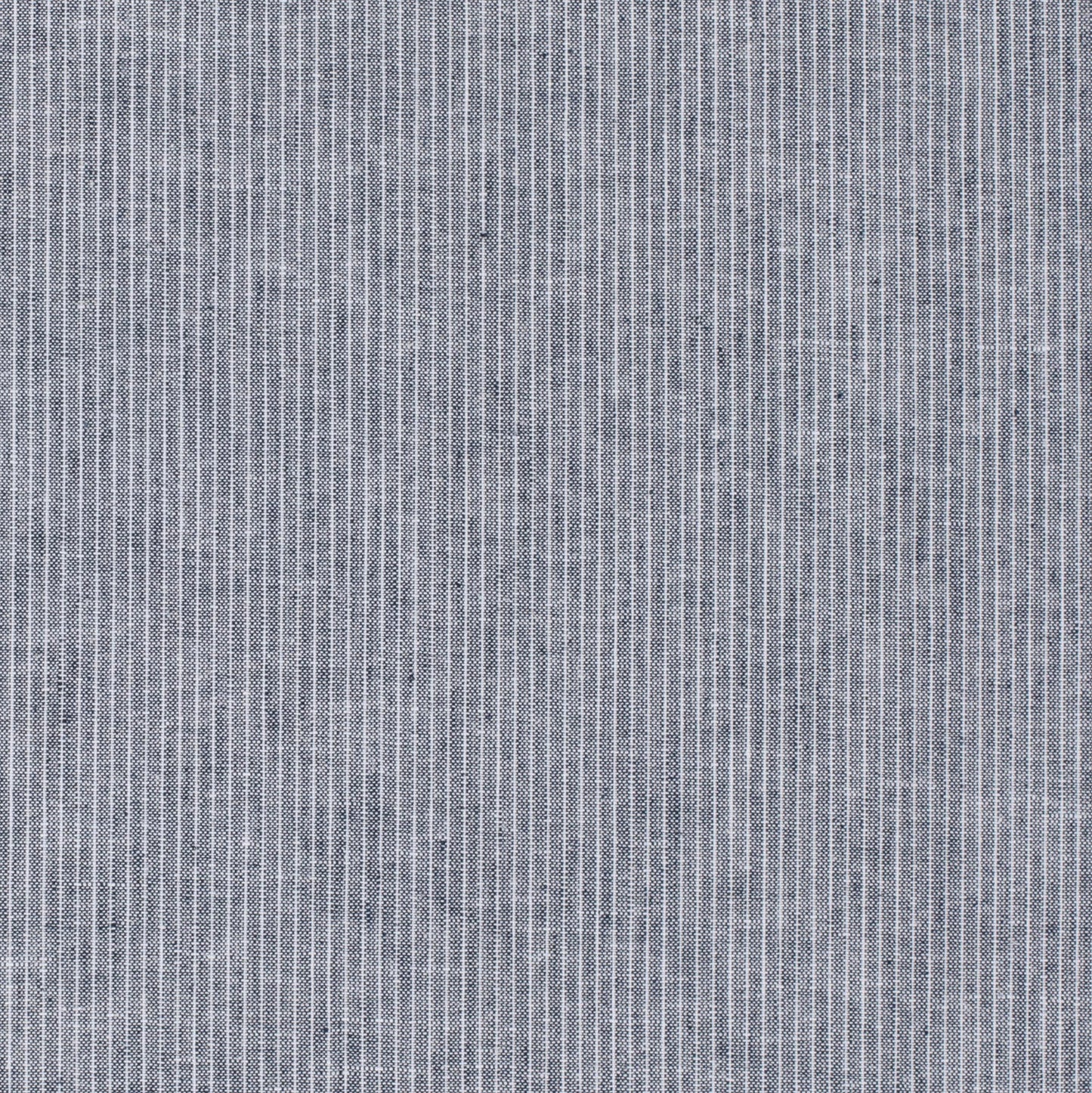 LIN COTON Chambray Petites rayures fond Bleu foncé