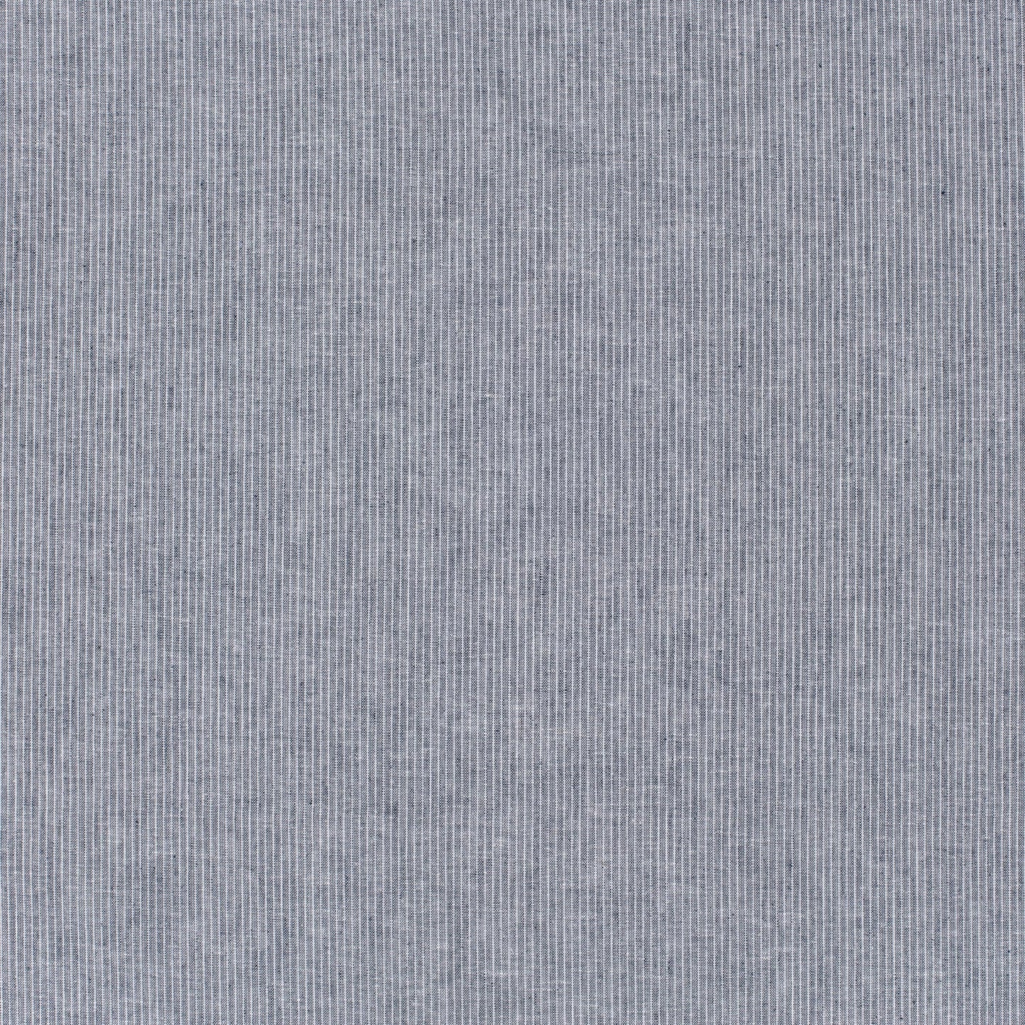 LIN COTON Chambray Petites rayures fond Bleu foncé