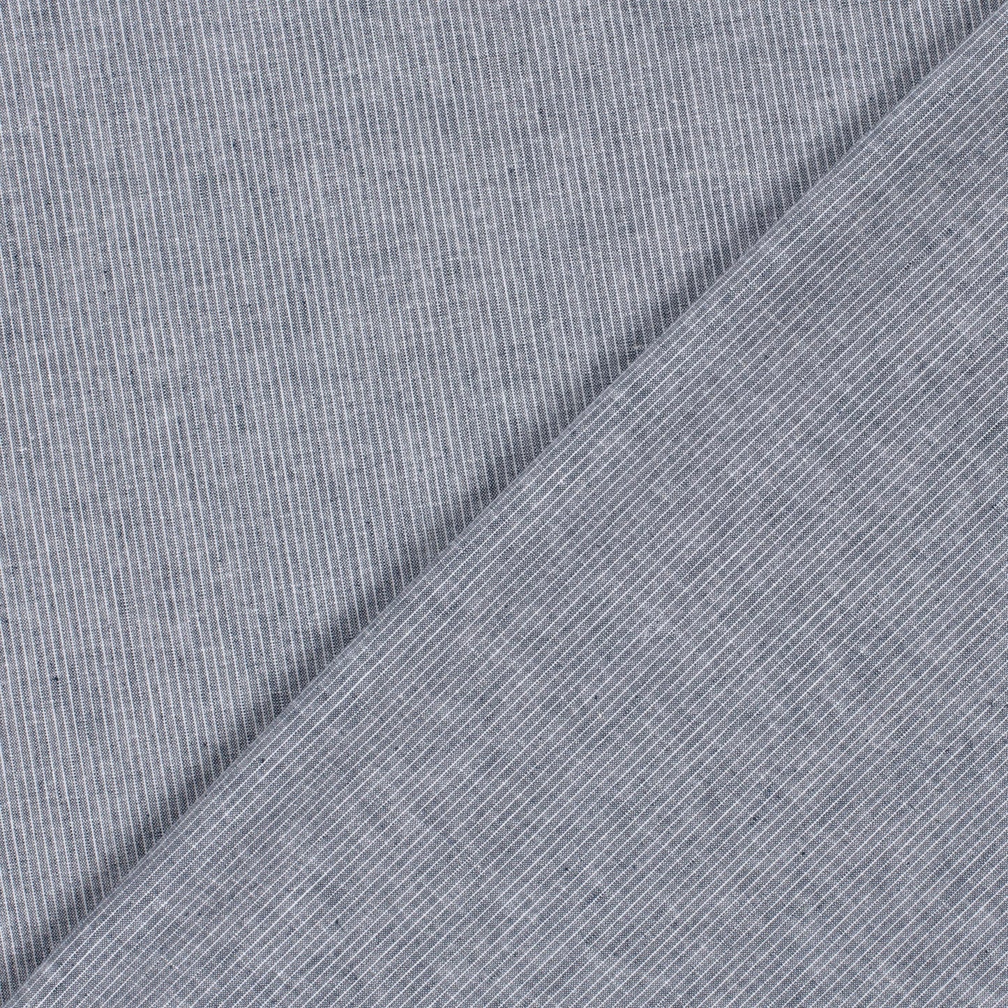 LIN COTON Chambray Petites rayures fond Bleu foncé