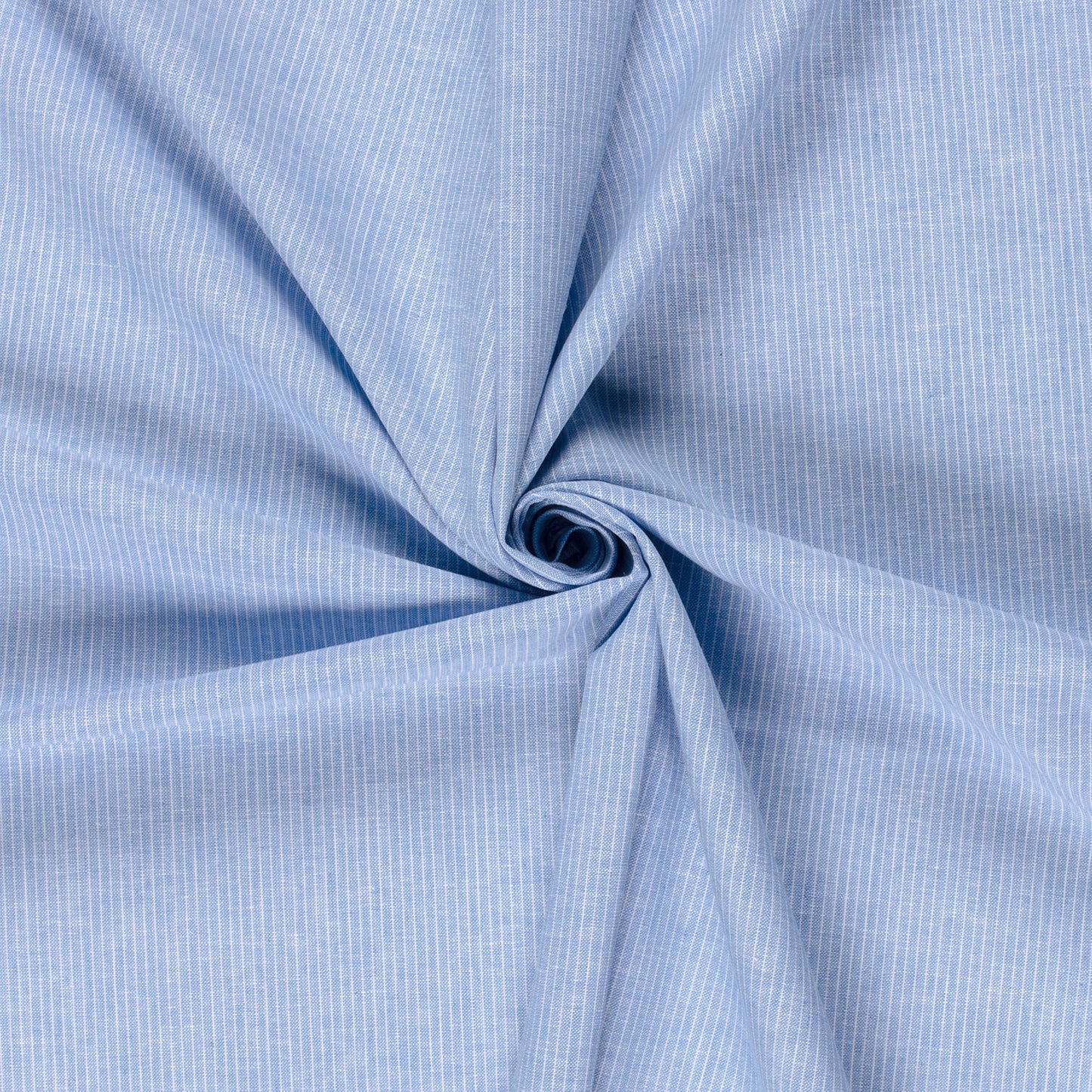 LIN COTON Chambray Petites rayures fond Bleu