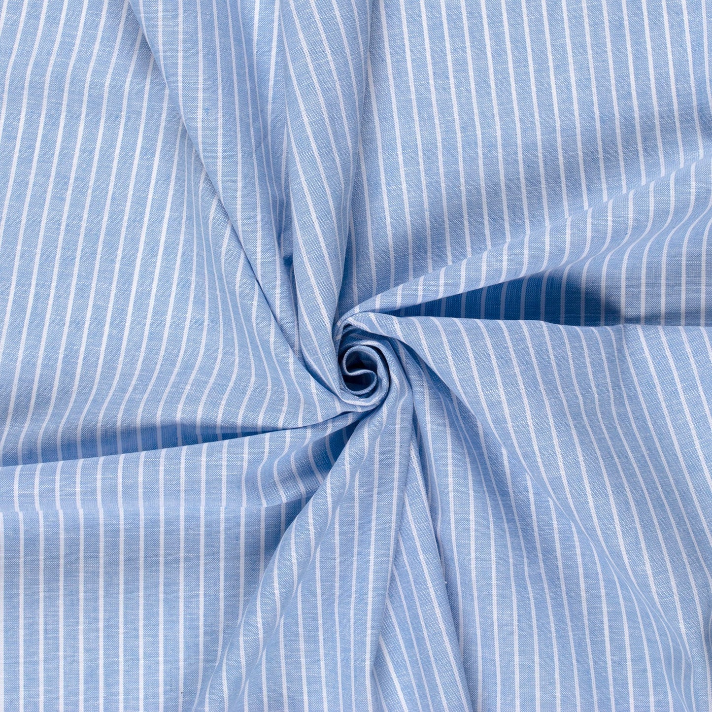 LIN COTON Chambray Grandes rayures fond Bleu
