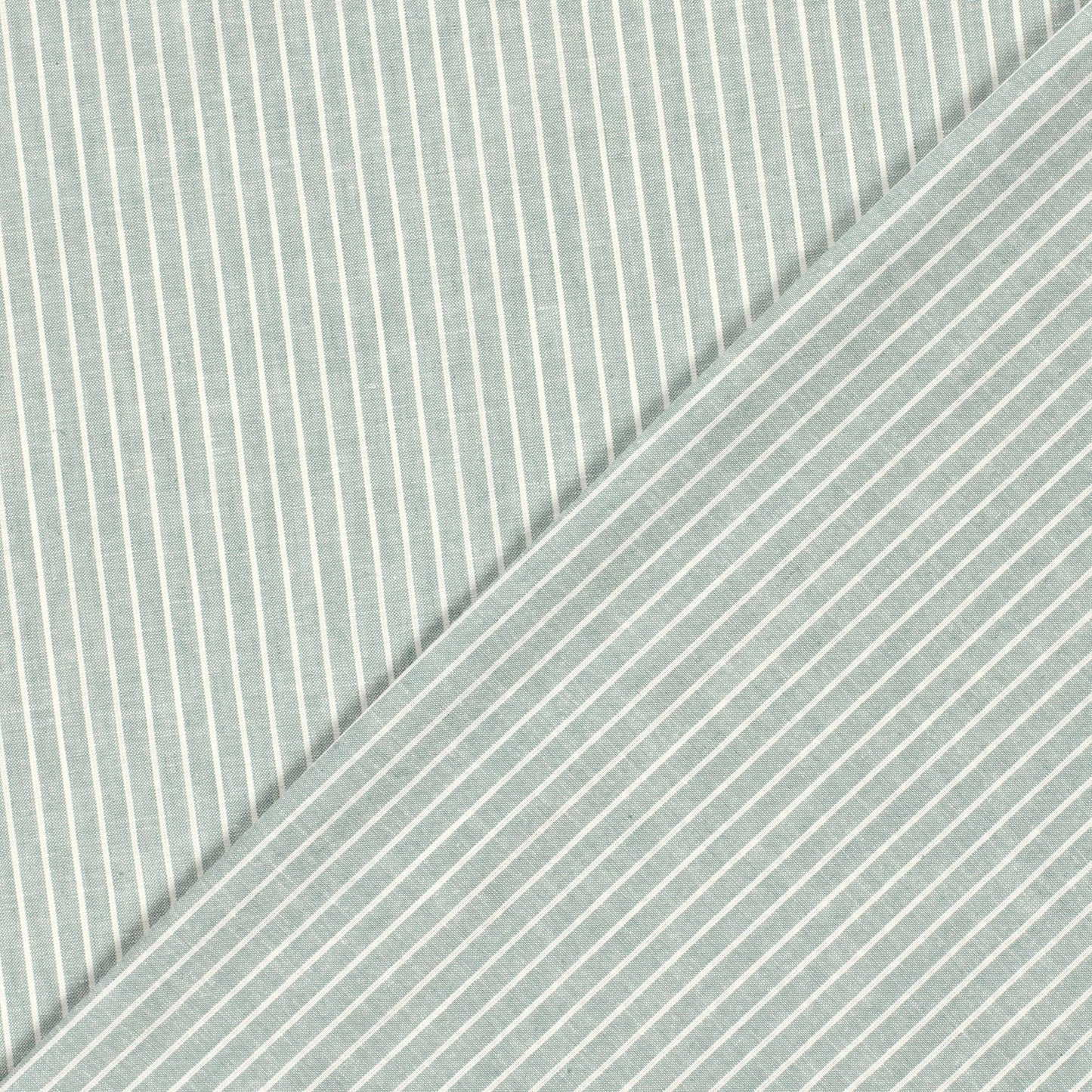 LIN COTON Chambray Grandes rayures fond Vert Clair