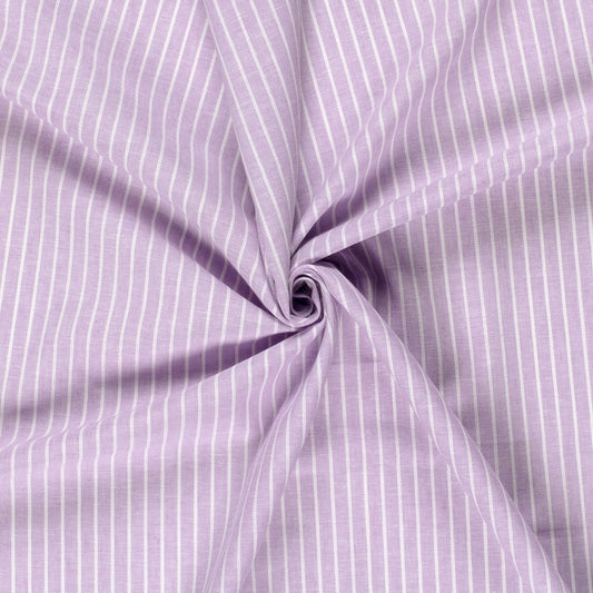 LIN COTON Chambray Grandes rayures fond Parme
