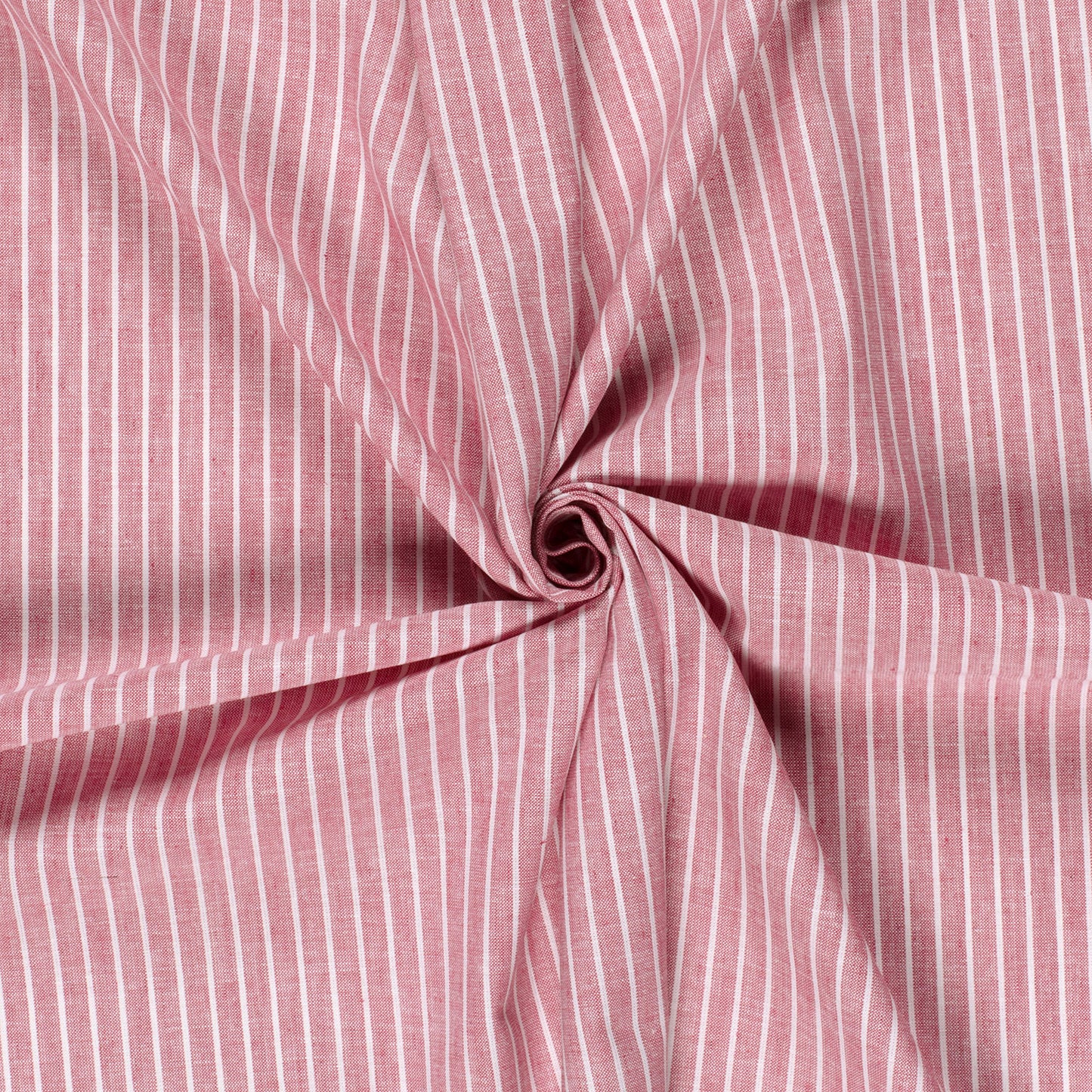 LIN COTON Chambray Grandes rayures fond Rouge