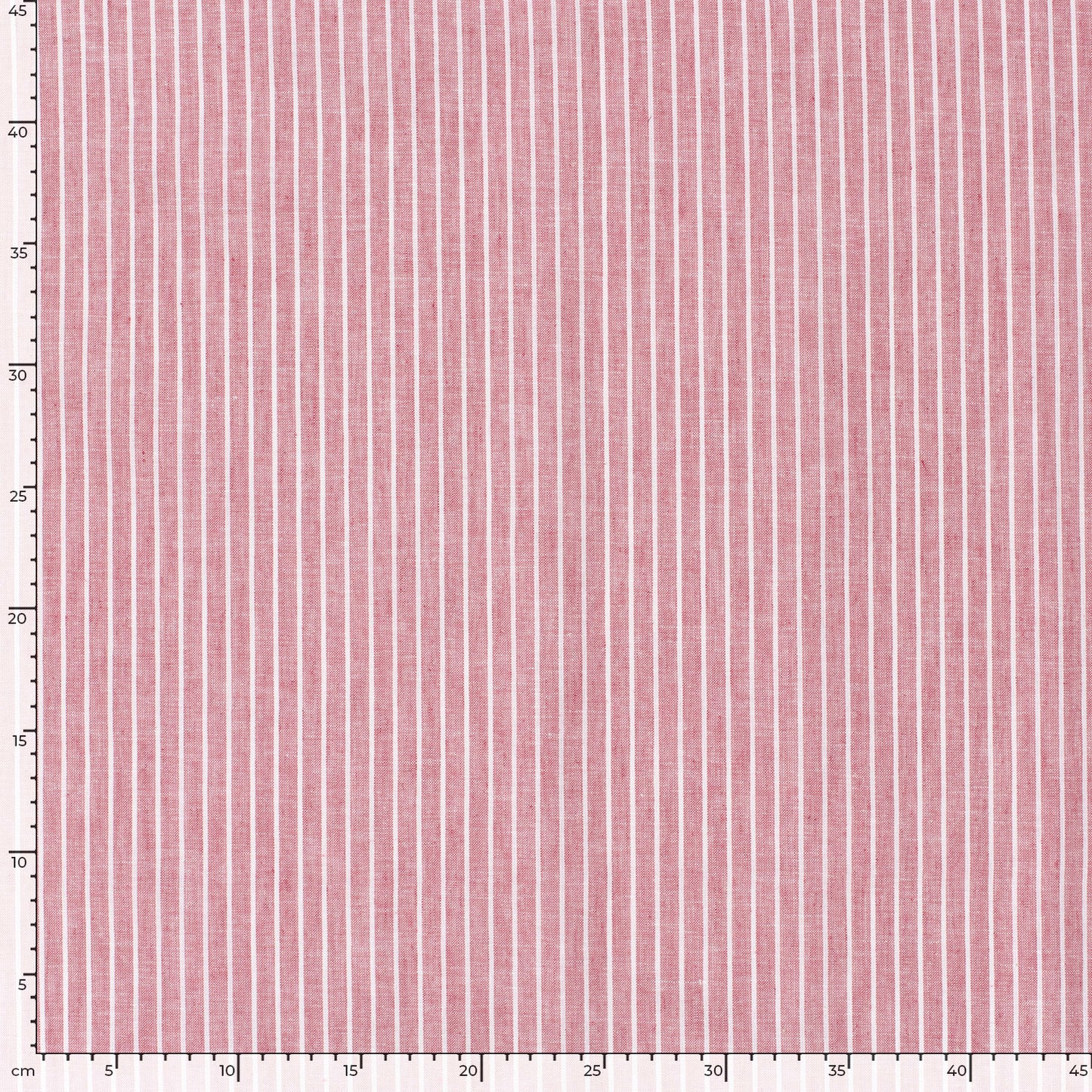 LIN COTON Chambray Grandes rayures fond Rouge