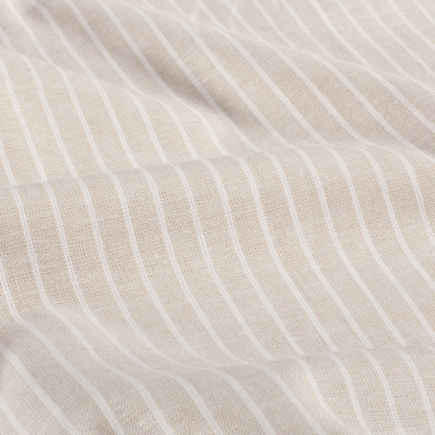 LIN COTON Chambray Grandes rayures fond Beige