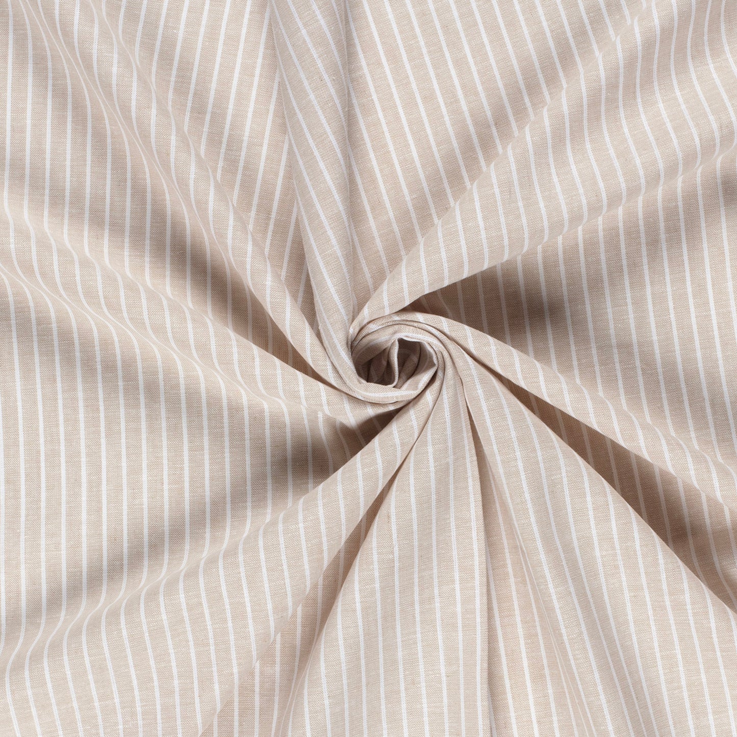 LIN COTON Chambray Grandes rayures fond Beige