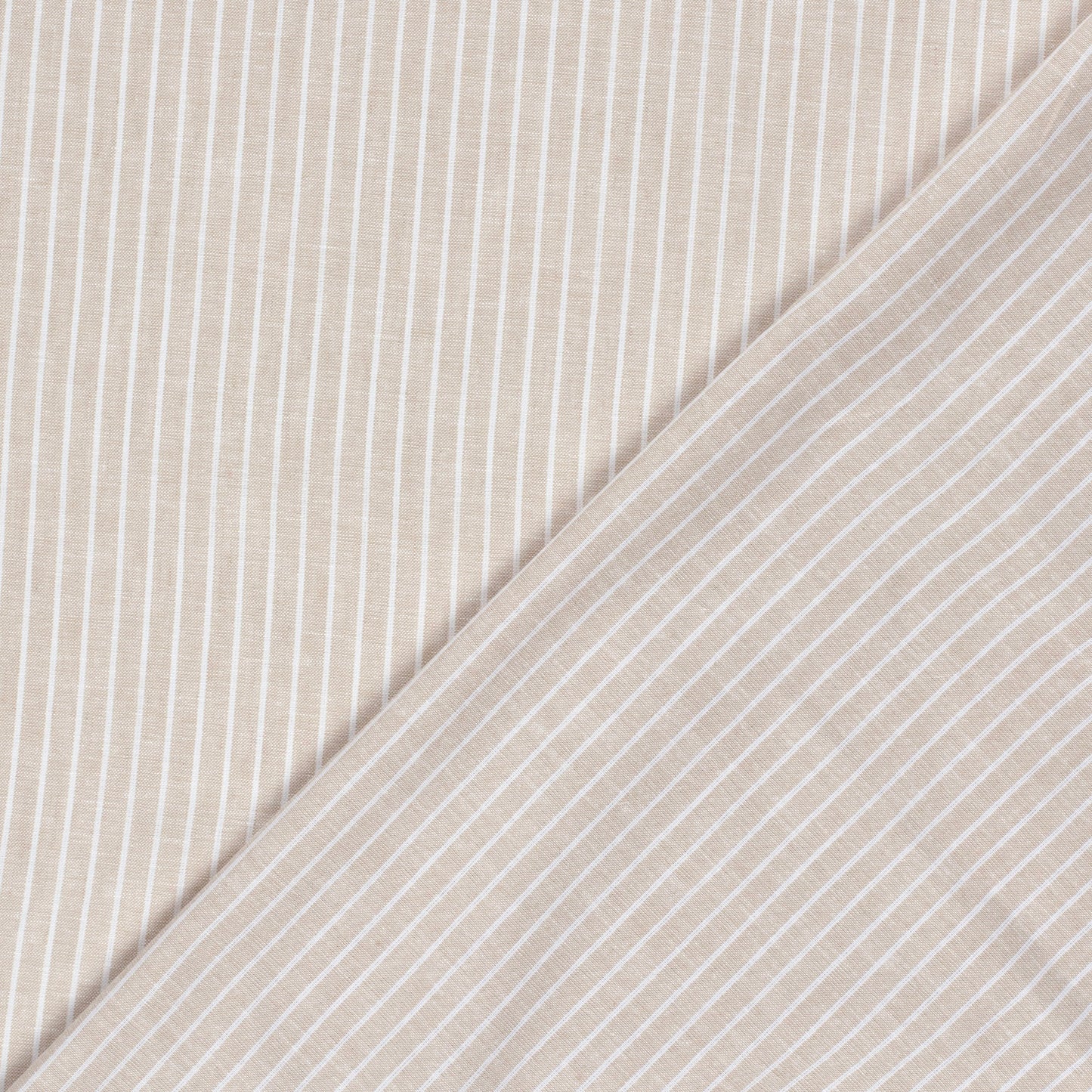 LIN COTON Chambray Grandes rayures fond Beige