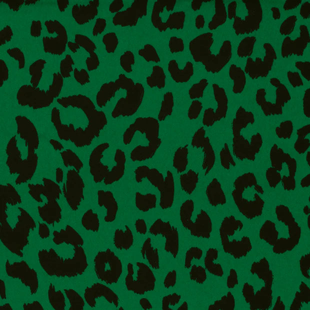 POLYESTER EXTENSIBLE EPAIS IMPRIME Léopard Vert