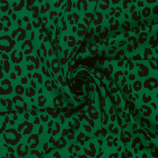POLYESTER EXTENSIBLE EPAIS IMPRIME Léopard Vert